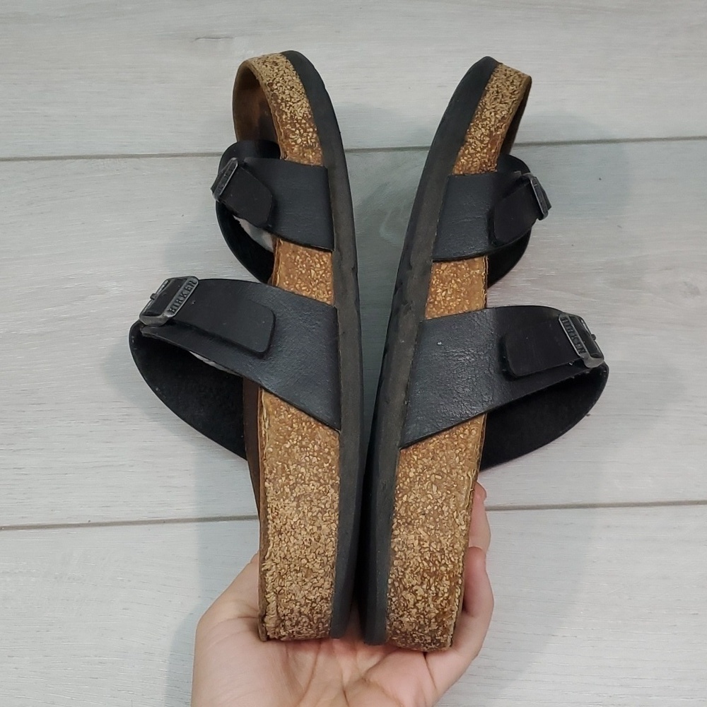 Birkenstock Women Loop Toe Leather Sandals Flats shoes sz 38/7 - Picture 9 of 11